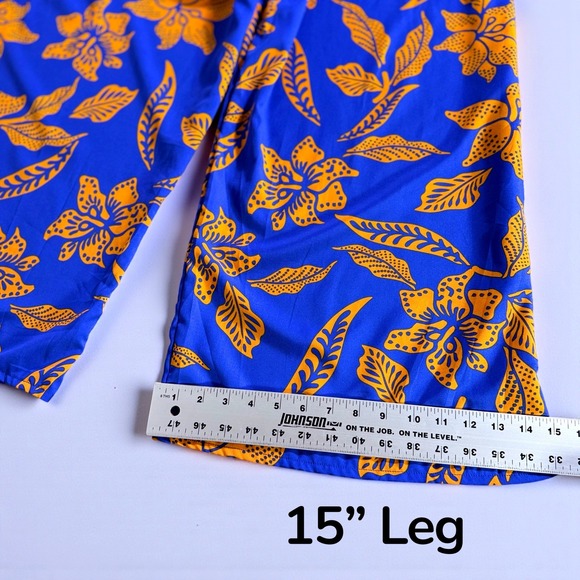 New Blue Orange Tropical Floral Smocked Crop Top Wide Leg Pants Set FY-3276 L/XL - Picture 13 of 14